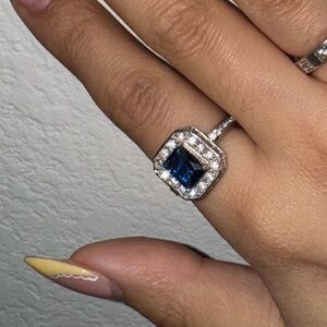 Genuine Sterling silver blue sapphire ring